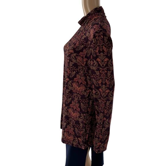 Soft Surroundings Brown Paisley Chloe Turtleneck Top - Picture 5 of 7
